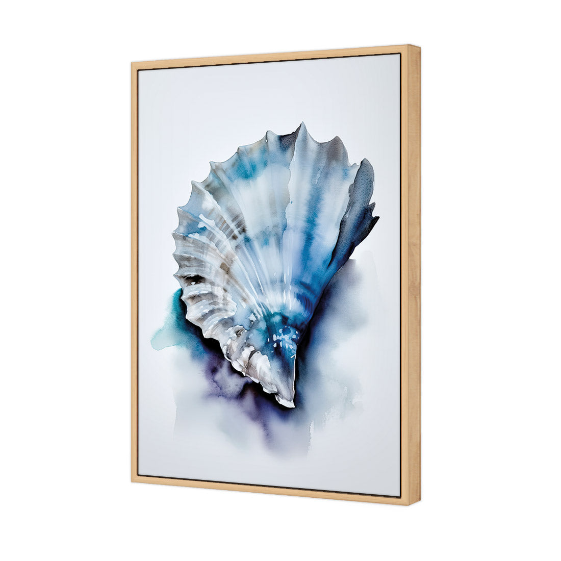 Watercolour Shell I | Classic Canvas | Floating Frame | Oak