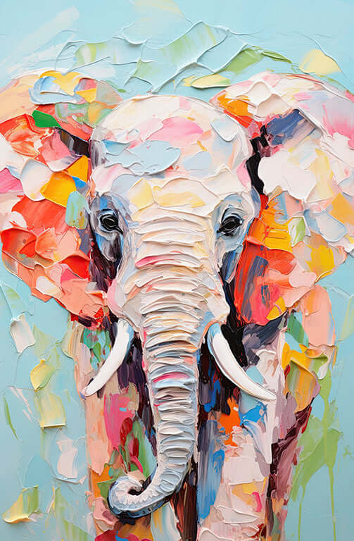 Painted Elephant | Classic Canvas | No Frame | Stretched Canvas
