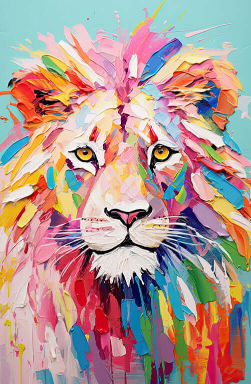 Painted Lion | Classic Canvas | No Frame | Stretched Canvas