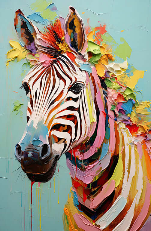 Painted Zebra | Classic Canvas | No Frame | Stretched Canvas