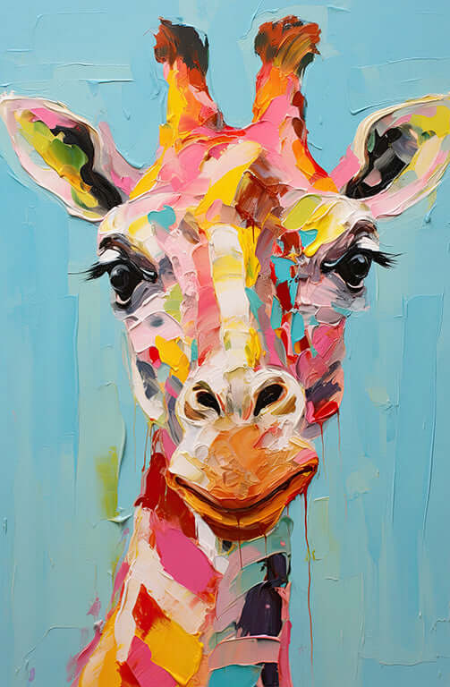 Painted Giraffe | Classic Canvas | No Frame | Stretched Canvas