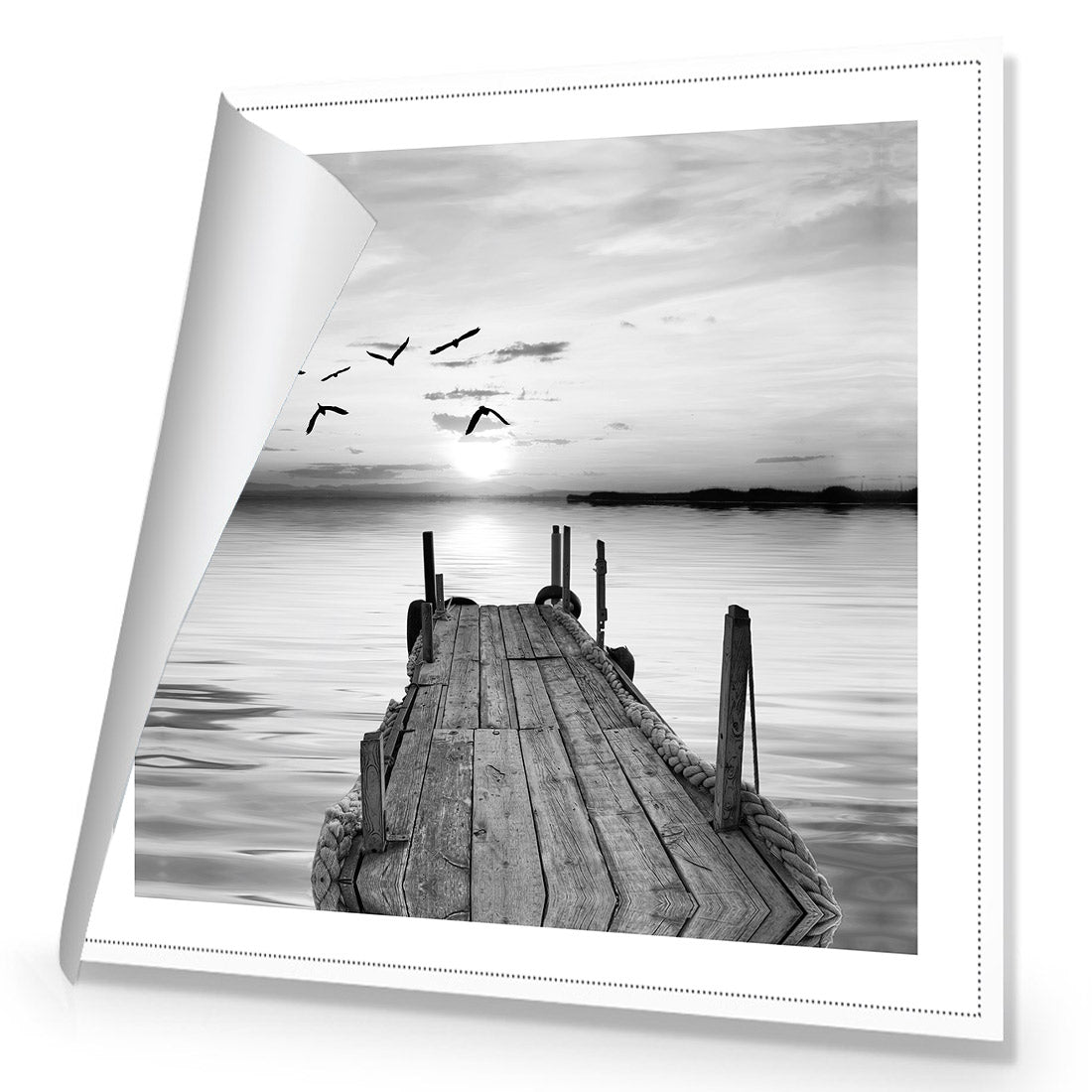 Abandoned Jetty, Black and White (square) - Wall Art Designs - 732_BS_Q WAD_CP - MPY - 260 - M - S - S_37x37_NONE