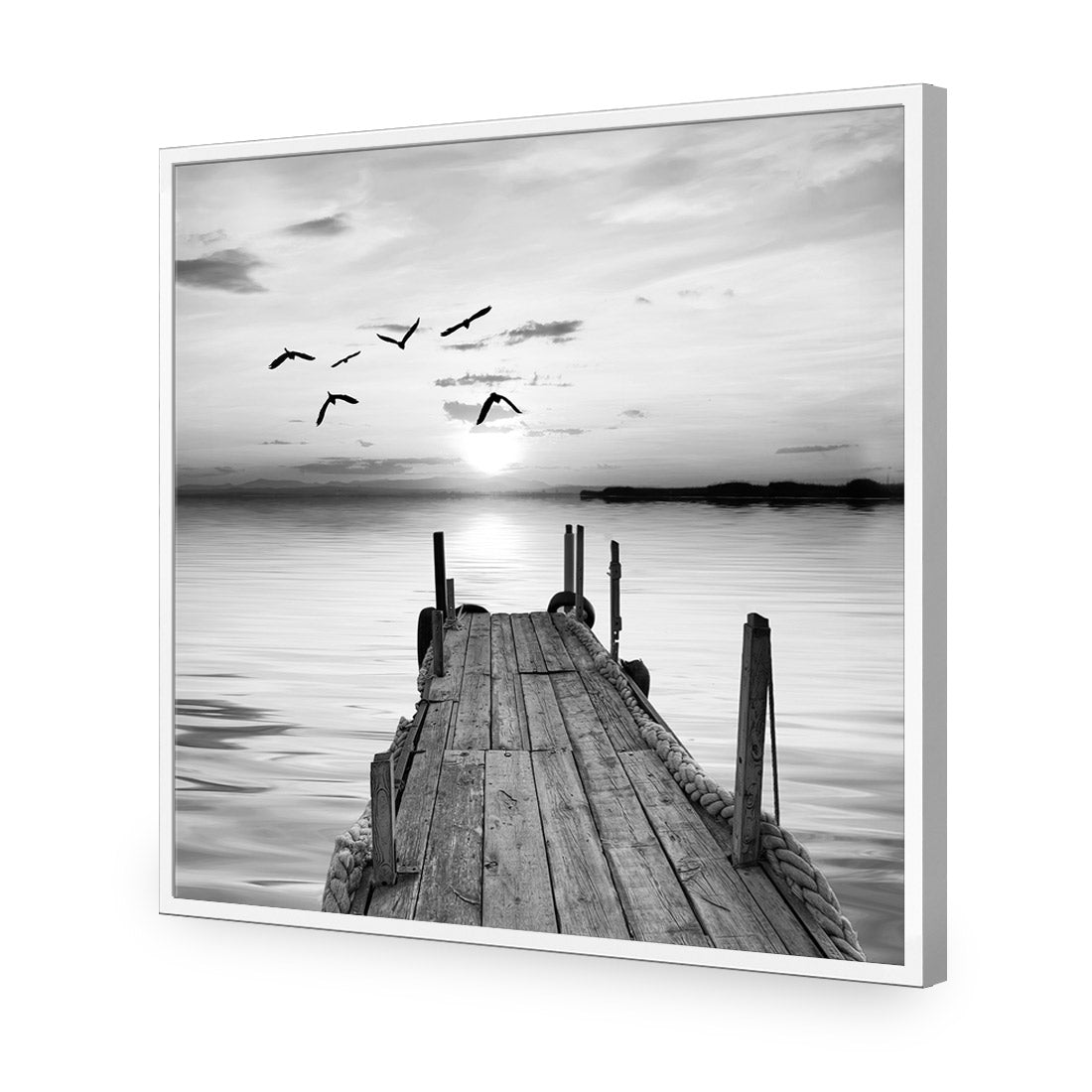 Abandoned Jetty, Black and White (square) - Wall Art Designs - 732_BS_Q WAD_CP - MPY - 260 - M - S - S_37x37_NONE