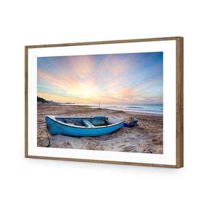 Abandoned Row Boat | Standard Acrylic | Flat Frame With Border | Natural