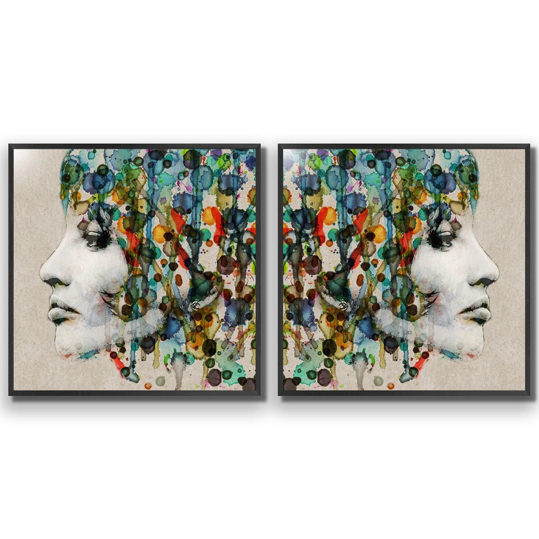 Abstract Hair Perfect Pair - Wall Art Designs - SET2_5006_AS_Q WAD_AP - 030 - EDG_37x37_S - 2538 - BLK