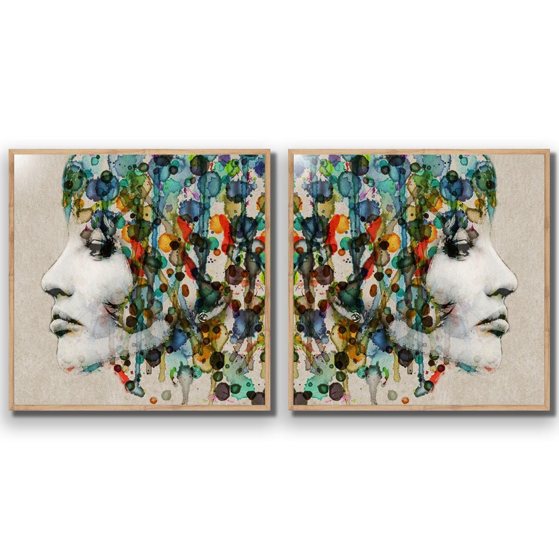 Abstract Hair Perfect Pair - Wall Art Designs - SET2_5006_AS_Q WAD_AP - 030 - EDG_37x37_S - 2538 - OAK