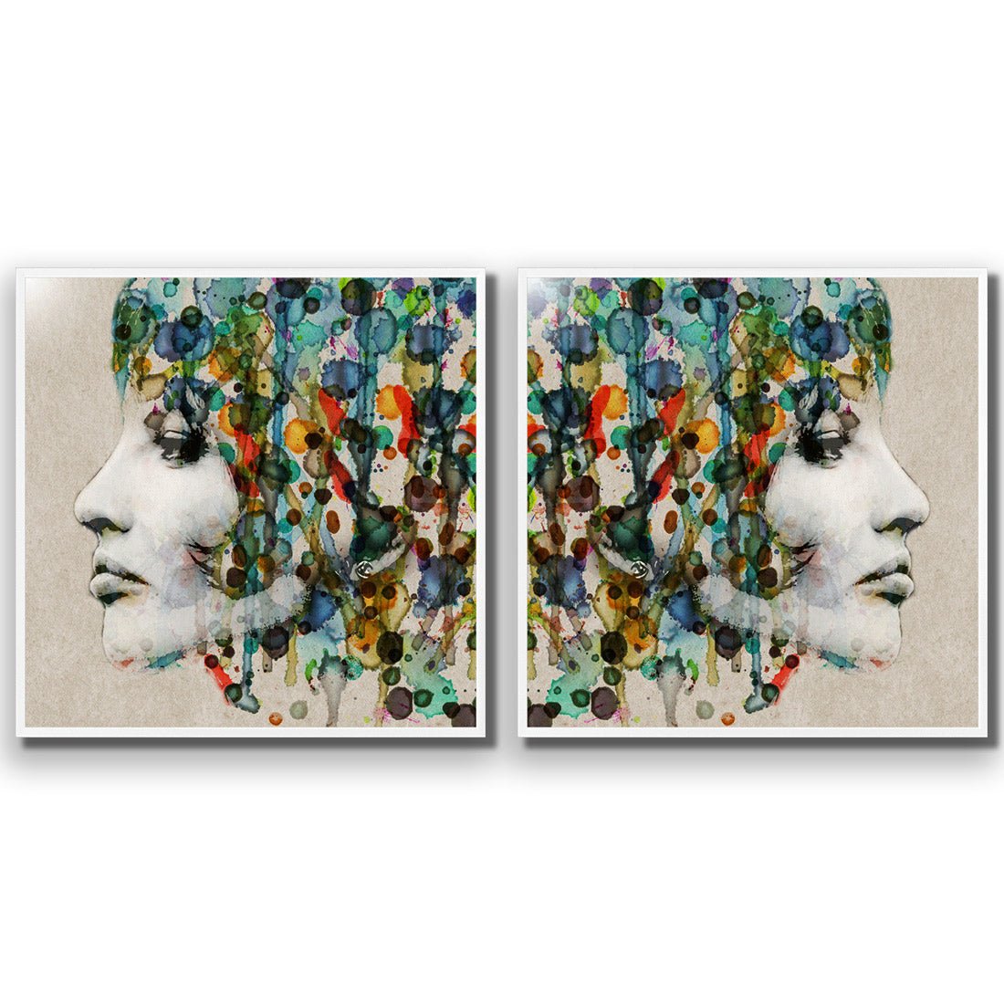 Abstract Hair Perfect Pair - Wall Art Designs - SET2_5006_AS_Q WAD_AP - 030 - EDG_37x37_S - 2538 - WHT