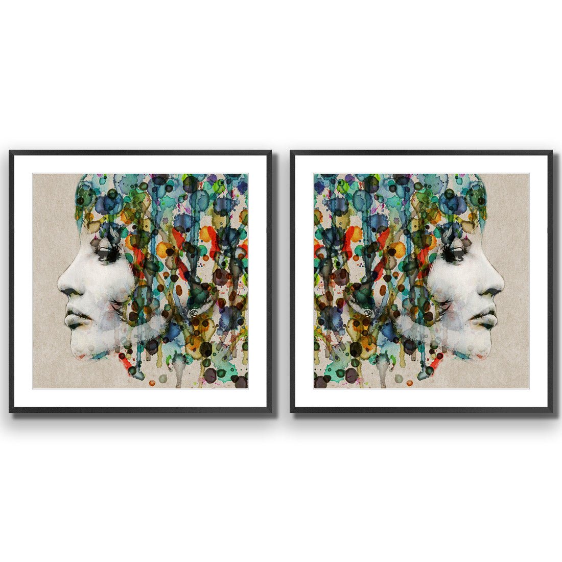 Abstract Hair Perfect Pair - Wall Art Designs - SET2_5006_AS_Q WAD_AP - 030 - MAT_37x37_S - 2538 - BLK