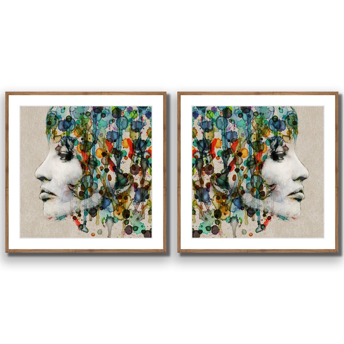 Abstract Hair Perfect Pair - Wall Art Designs - SET2_5006_AS_Q WAD_AP - 030 - MAT_37x37_S - 2538 - NAT