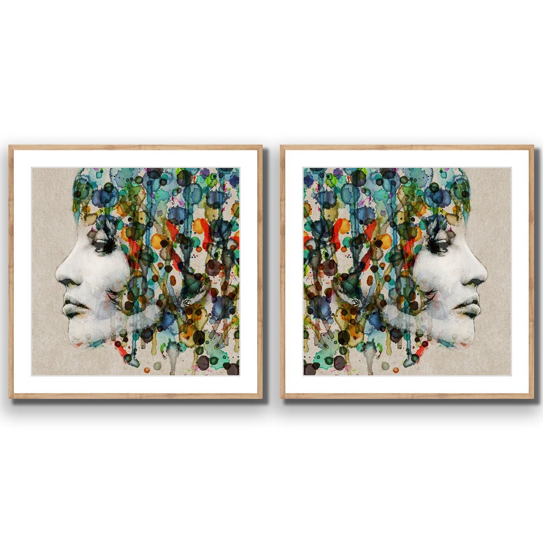 Abstract Hair Perfect Pair - Wall Art Designs - SET2_5006_AS_Q WAD_AP - 030 - MAT_37x37_S - 2538 - OAK