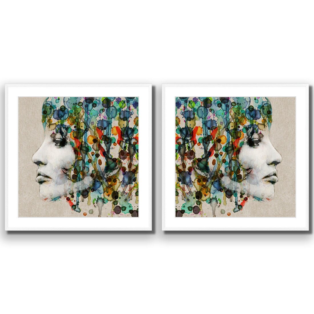 Abstract Hair Perfect Pair - Wall Art Designs - SET2_5006_AS_Q WAD_AP - 030 - MAT_37x37_S - 2538 - WHT