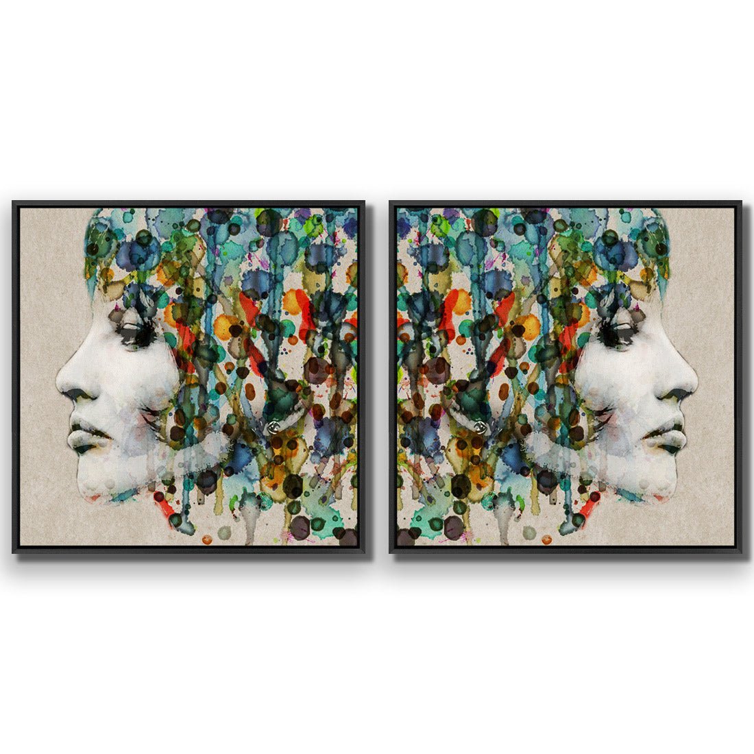 Abstract Hair Perfect Pair - Wall Art Designs - SET2_5006_AS_Q WAD_CP - MPY - 260 - M - S - S_37x37_S - 1550 - BLK