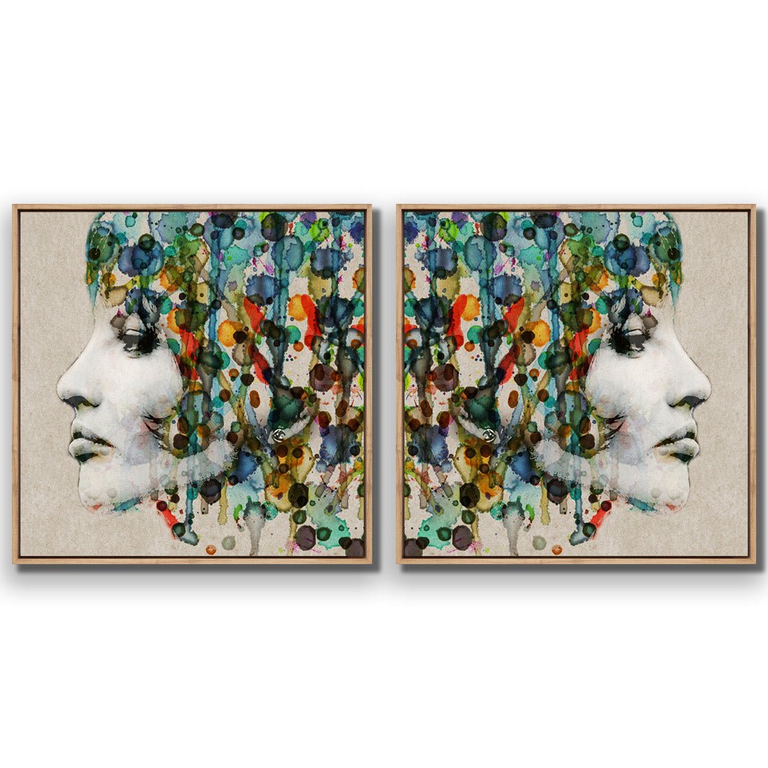 Abstract Hair Perfect Pair - Wall Art Designs - SET2_5006_AS_Q WAD_CP - MPY - 260 - M - S - S_37x37_S - 1550 - OAK