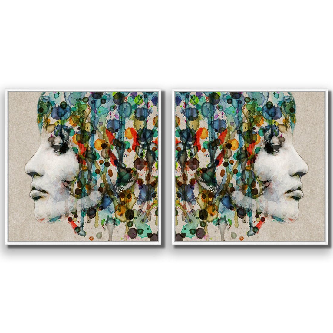 Abstract Hair Perfect Pair - Wall Art Designs - SET2_5006_AS_Q WAD_CP - MPY - 260 - M - S - S_37x37_S - 1550 - WHT