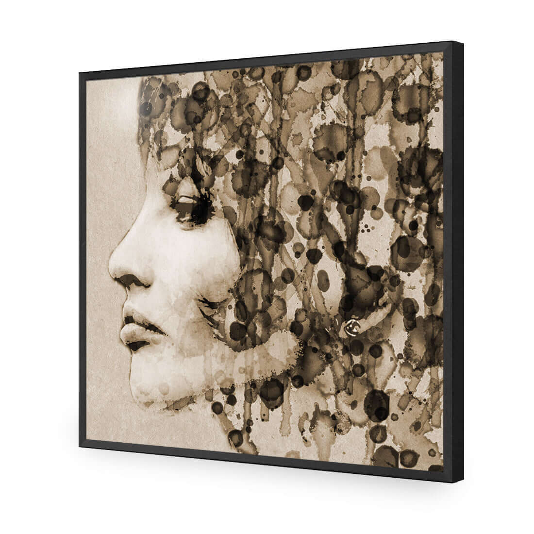 Abstract Hair, Sepia (square) | Classic Acrylic | Flat Frame No Border | Black