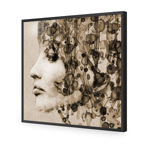 Abstract Hair, Sepia (square) | Classic Acrylic | Flat Frame No Border | Black