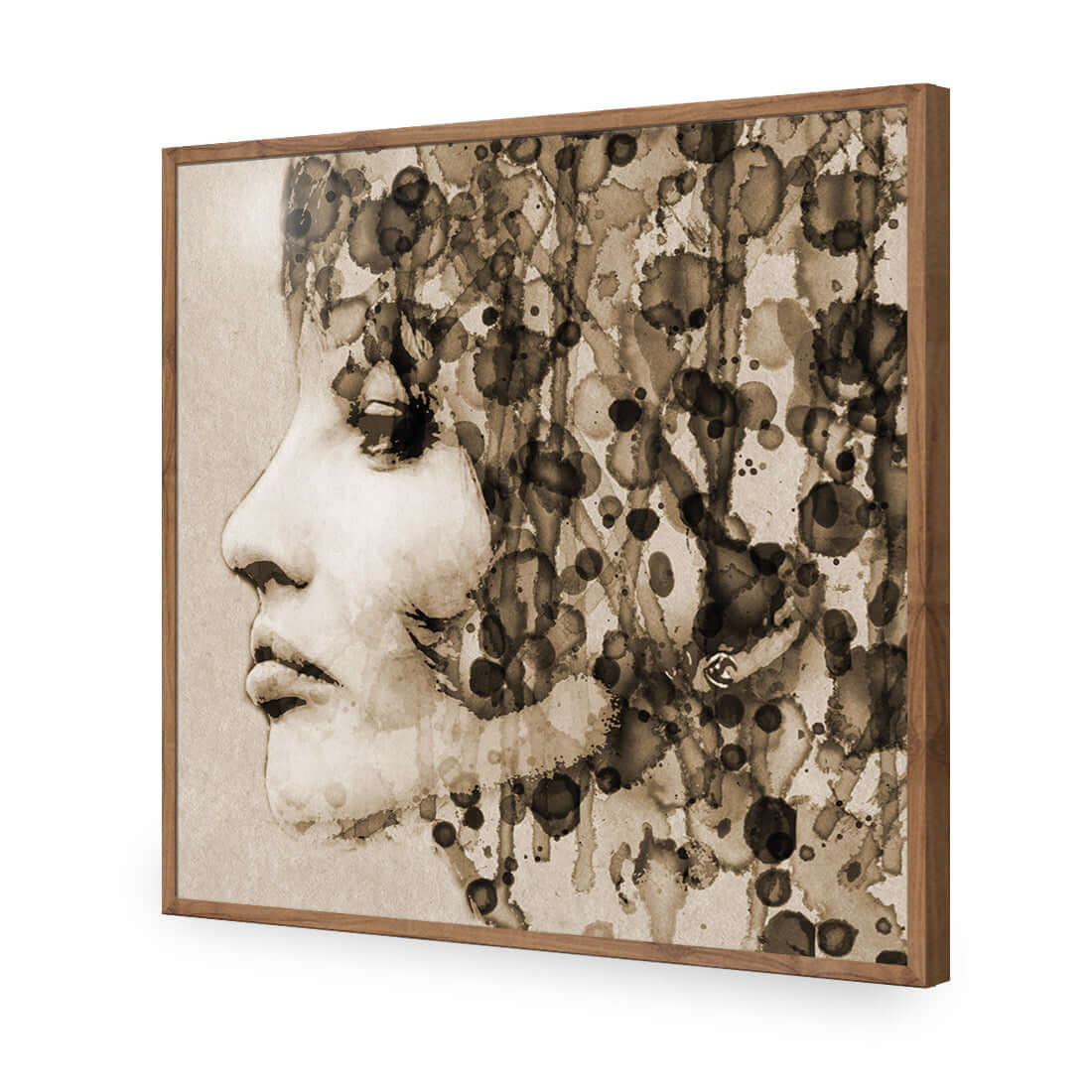 Abstract Hair, Sepia (square) | Classic Acrylic | Flat Frame No Border | Natural
