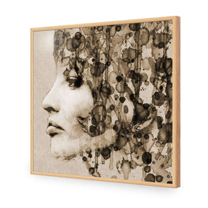 Abstract Hair, Sepia (square) | Classic Acrylic | Flat Frame No Border | Oak