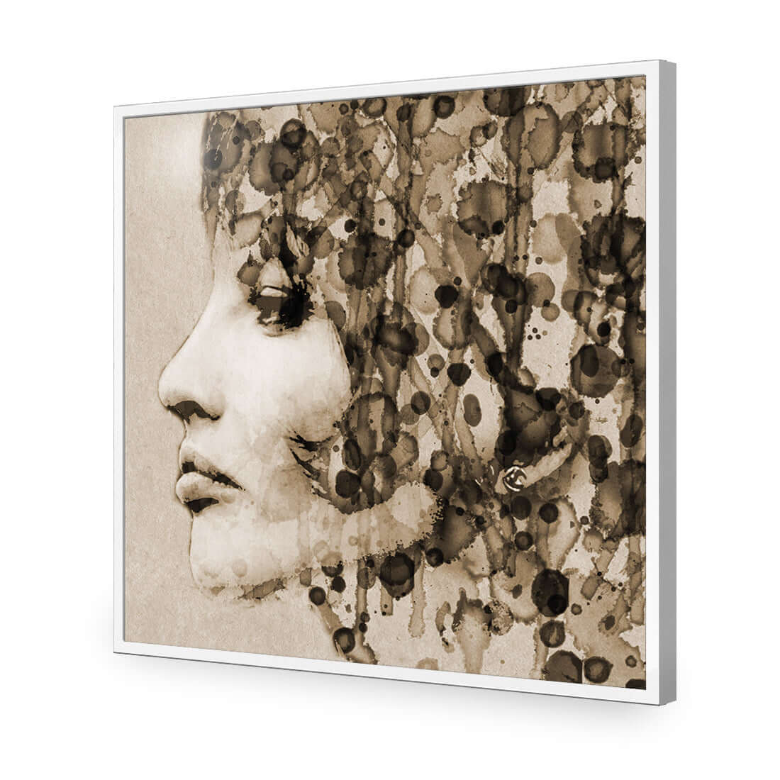 Abstract Hair, Sepia (square) | Classic Acrylic | Flat Frame No Border | White
