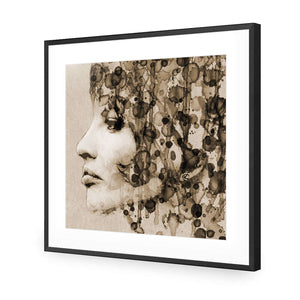 Abstract Hair, Sepia (square) | Classic Acrylic | Flat Frame With Border | Black