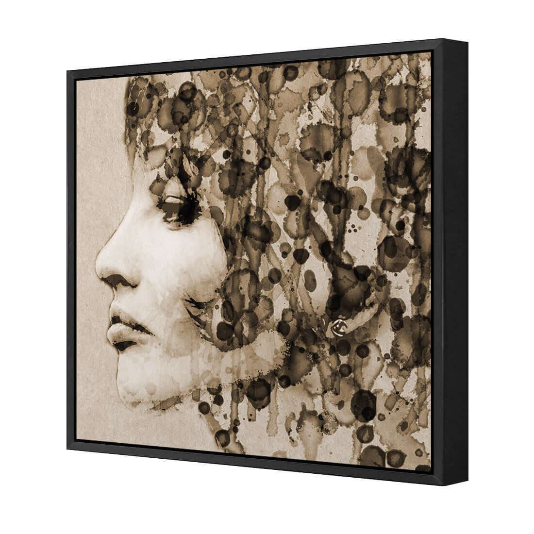 Abstract Hair, Sepia (square) | Classic Canvas | Floating Frame | Black
