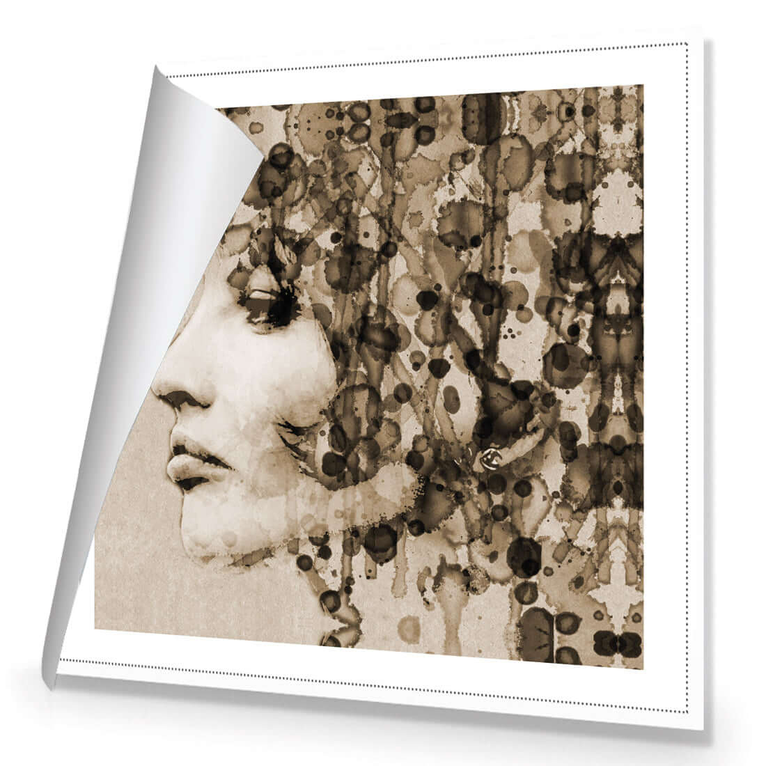 Abstract Hair, Sepia (square) - Wall Art Designs - 1475_CS_Q WAD_CP - MPY - 260 - M - R_37x37_NONE