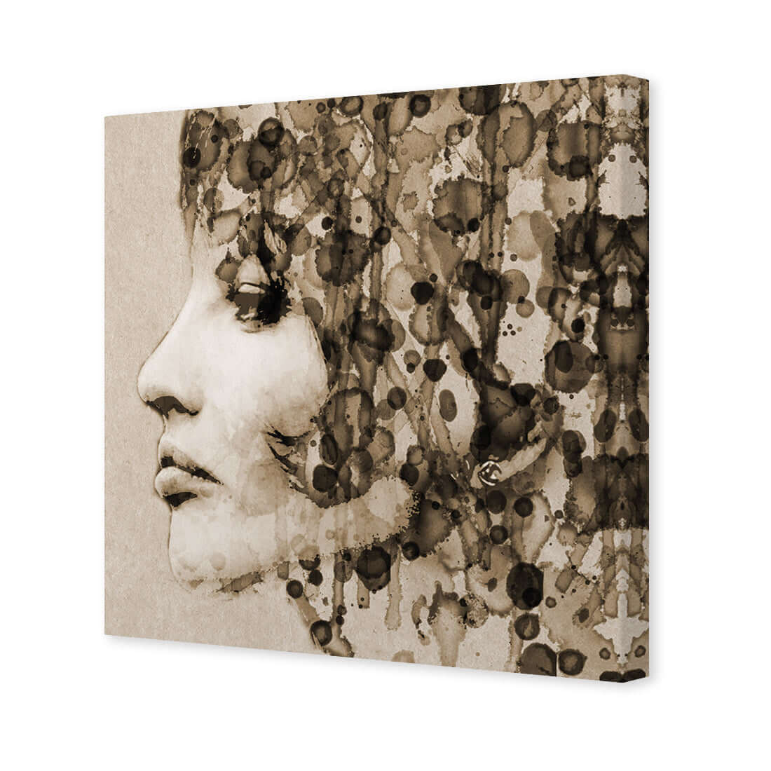 Abstract Hair, Sepia (square) | Classic Canvas | No Frame | Stretched Canvas
