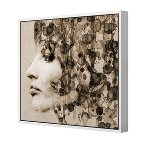 Abstract Hair, Sepia (square) | Classic Canvas | Floating Frame | White