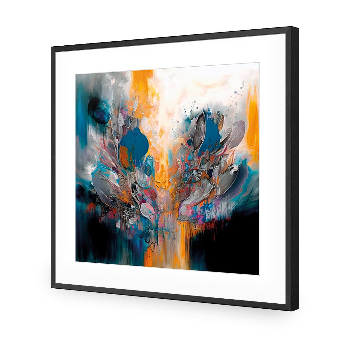 Abstract Lotus - Wall Art Designs - WB_100662_AS_Q CAF_AP - 030 - MAT_37x37_S - 2538 - BLK