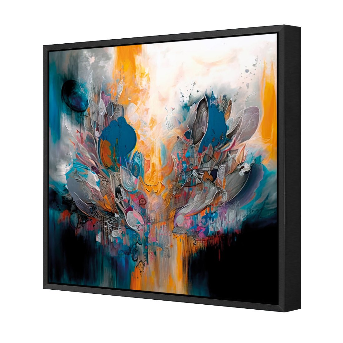 Abstract Lotus - Wall Art Designs - WB_100662_AS_Q CAF_CP - MPY - 260 - M - S - S_37x37_S - 1550 - BLK