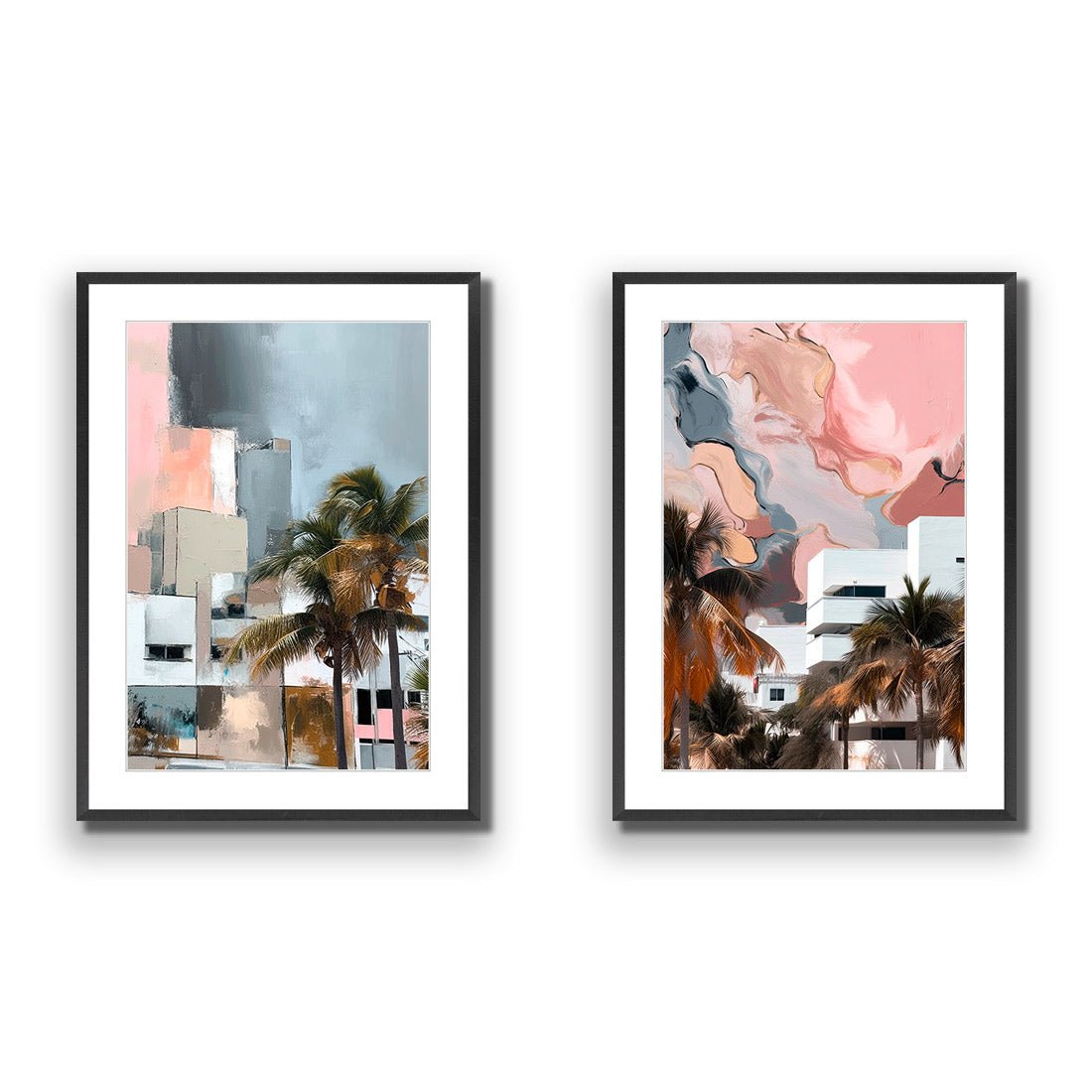 Abstract Skyline Perfect Pair - Wall Art Designs - SET2_5045_AR_V WAD_AP - 030 - MAT_45x30_S - 2538 - BLK