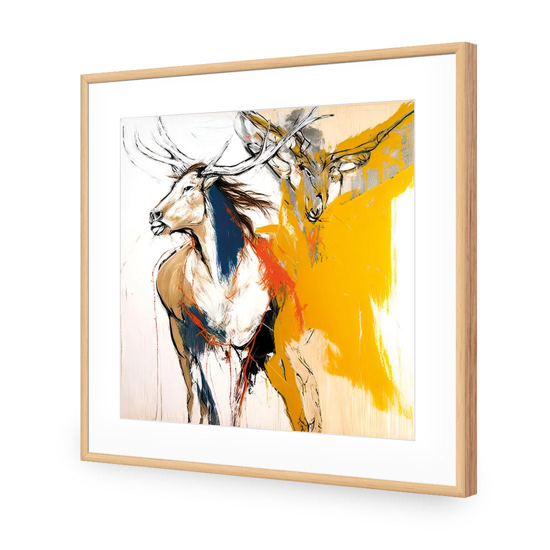 Abstract Stag - Wall Art Designs - WB_100562_AS_Q CAF_AP - 030 - MAT_37x37_S - 2538 - OAK