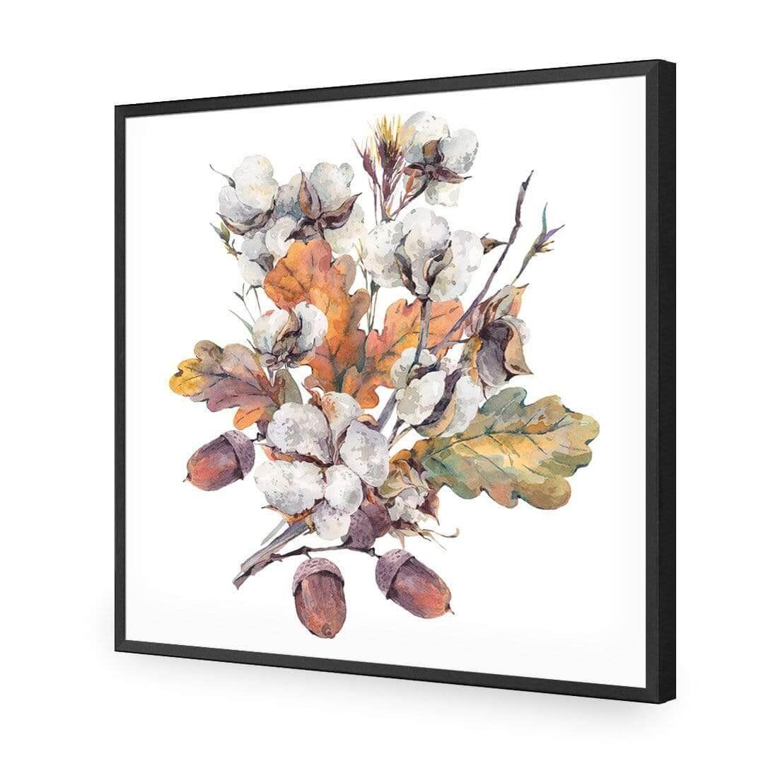 Acorn Bouquet Watercolour (Square) - Wall Art Designs - 3107_AS_Q WAD_AP - 030 - EDG_37x37_S - 2538 - BLK