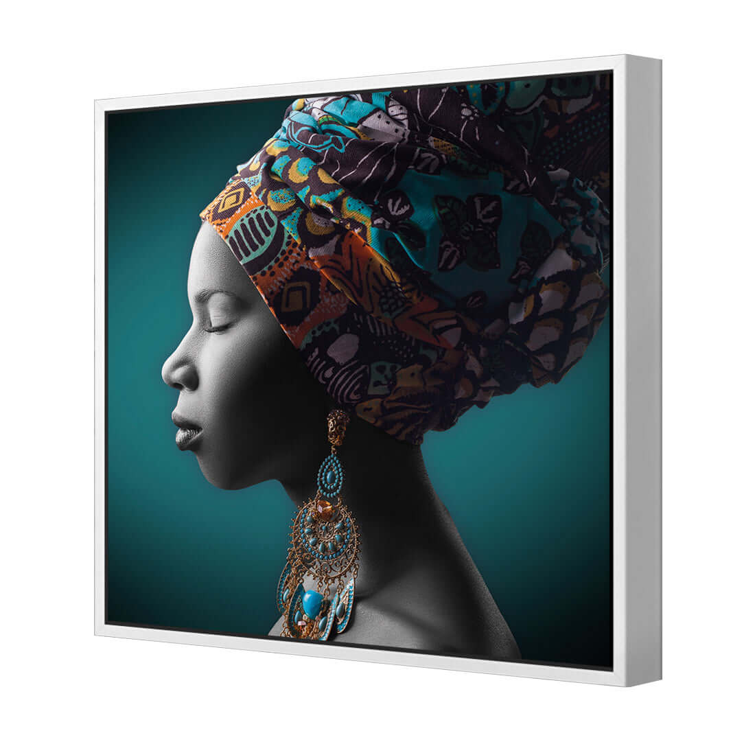 African Pose, Teal and Orange (square) - Wall Art Designs - 2476_IS_Q WAD_CP - MPY - 260 - M - S - S_37x37_S - 1550 - WHT