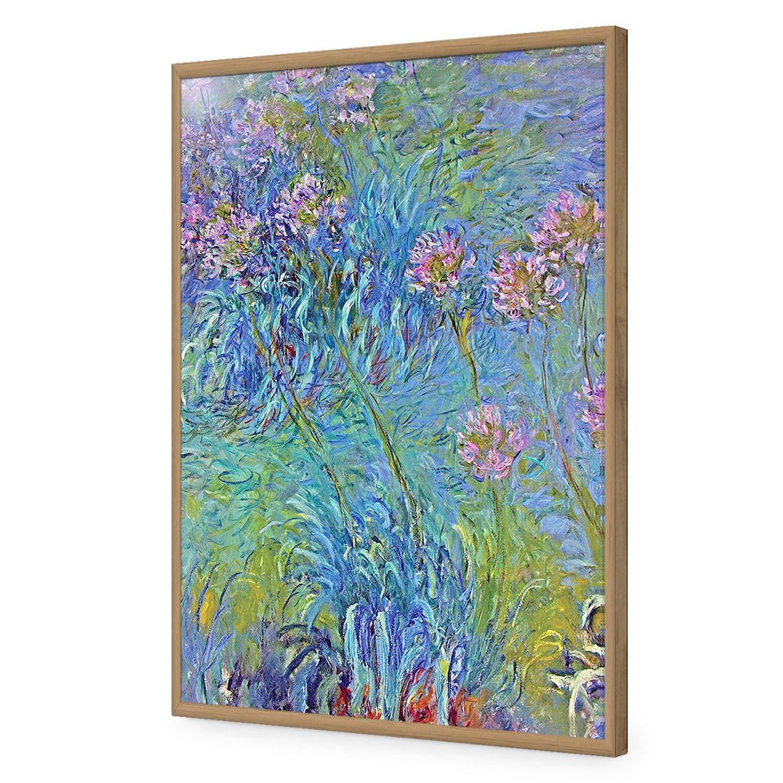 Agapanthus by Monet | Standard Acrylic | Flat Frame No Border | Oak