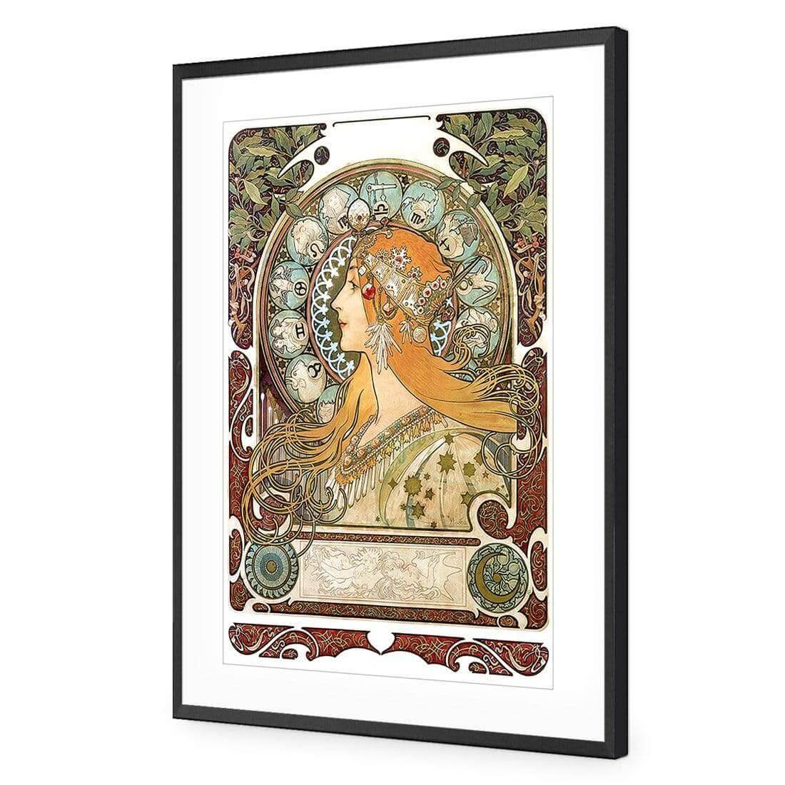 Alphonse Mucha - Zodiac | Classic Acrylic | Flat Frame With Border | Black