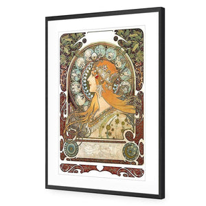 Alphonse Mucha - Zodiac | Classic Acrylic | Flat Frame With Border | Black