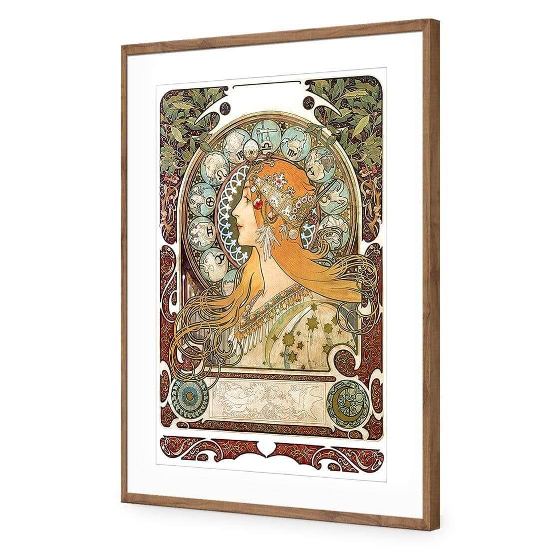 Alphonse Mucha - Zodiac | Classic Acrylic | Flat Frame With Border | Natural
