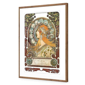 Alphonse Mucha - Zodiac | Classic Acrylic | Flat Frame With Border | Natural