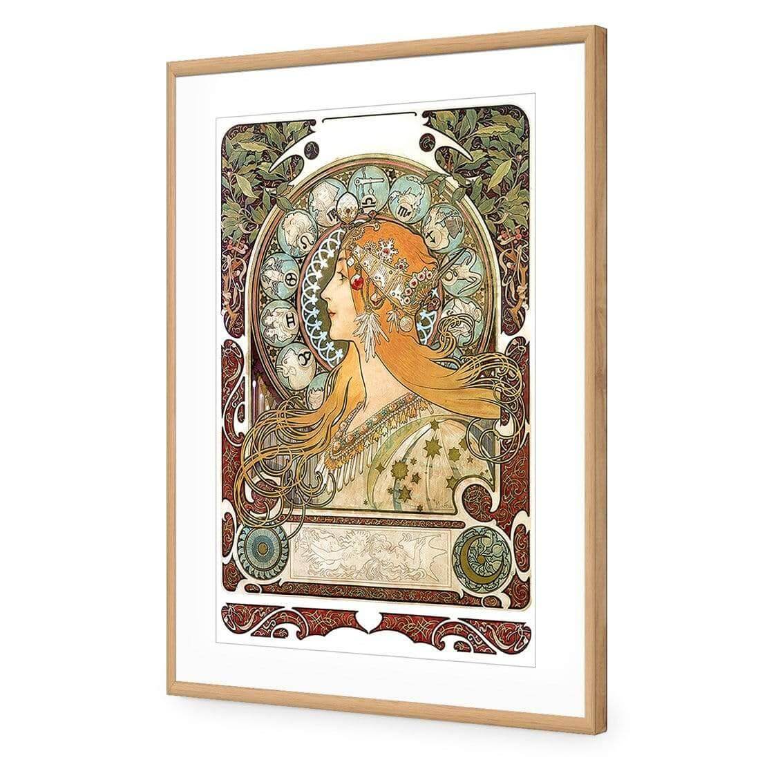 Alphonse Mucha - Zodiac | Classic Acrylic | Flat Frame With Border | Oak
