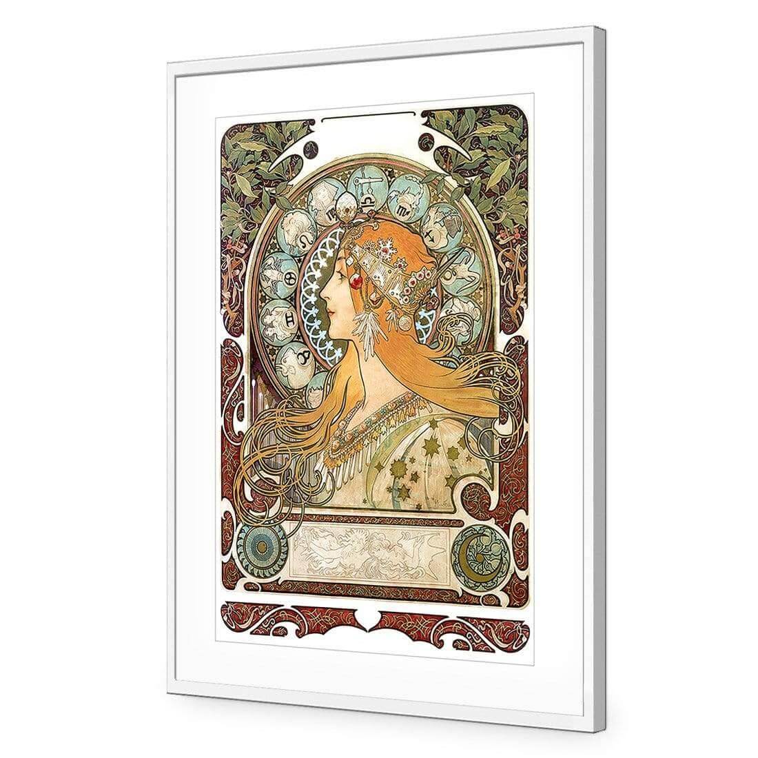 Alphonse Mucha - Zodiac | Classic Acrylic | Flat Frame With Border | White