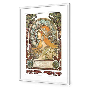 Alphonse Mucha - Zodiac | Classic Acrylic | Flat Frame With Border | White