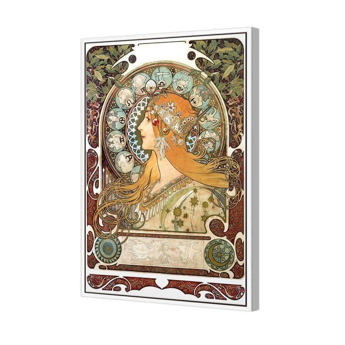 Alphonse Mucha - Zodiac | Classic Canvas | Floating Frame | White