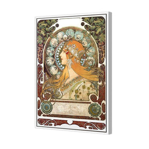 Alphonse Mucha - Zodiac | Classic Canvas | Floating Frame | White