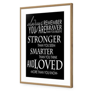 Always Remember, B&W | Standard Acrylic | Flat Frame With Border | Oak