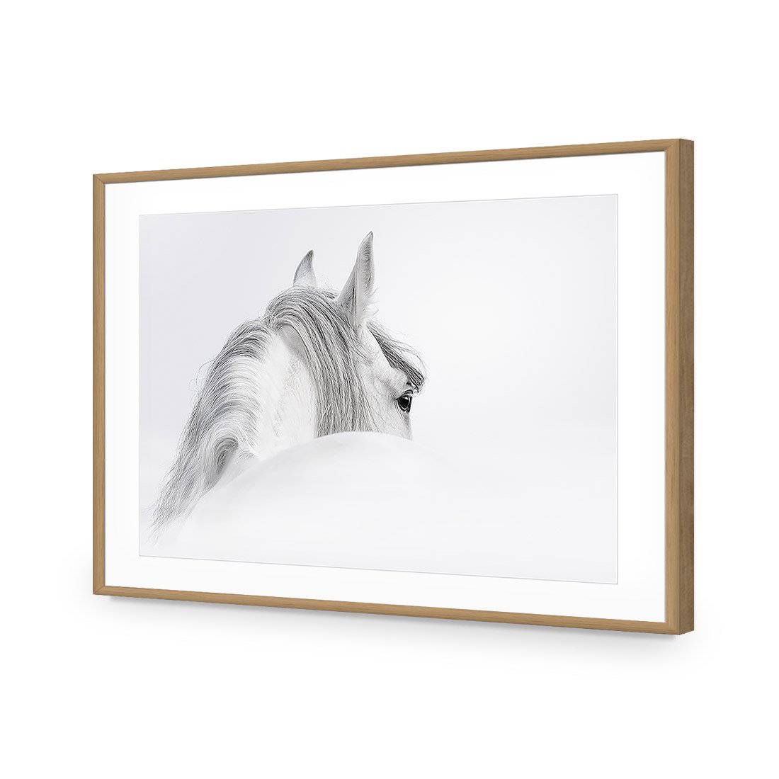 Andalusian Horse In The Mist | Classic Acrylic | Flat Frame With Border | Oak