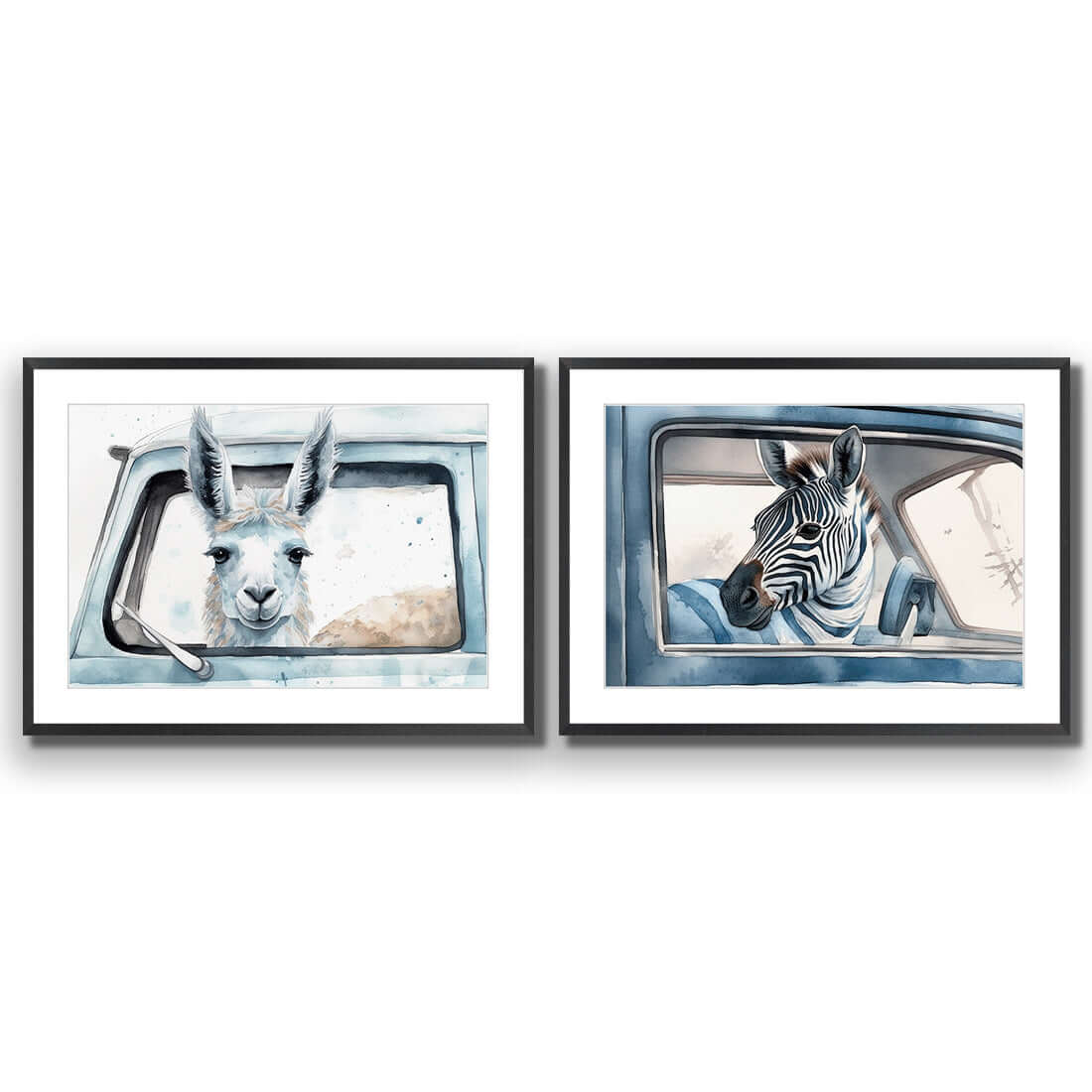 Animal Road Trip Perfect Pair - Wall Art Designs - SET2_6020_AR_H WAD_AP - 030 - MAT_45x30_S - 2538 - BLK