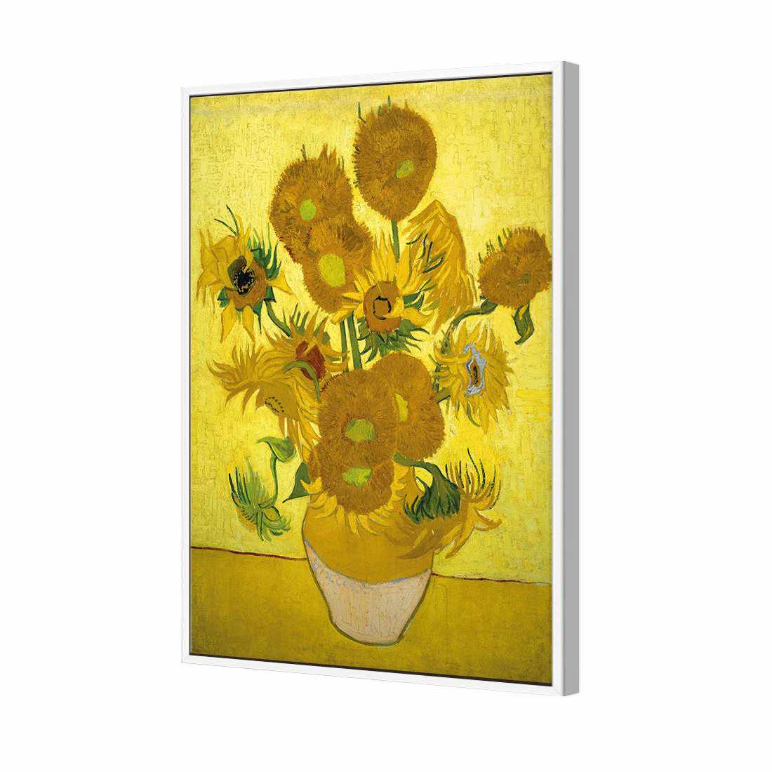 Another Vase Of Sunflowers by Van Gogh | Standard Canvas | Floating Frame | White