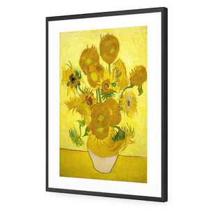 Another Vase Of Sunflowers by Van Gogh | Standard Acrylic | Flat Frame With Border | Black