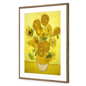 Another Vase Of Sunflowers by Van Gogh | Standard Acrylic | Flat Frame With Border | Natural